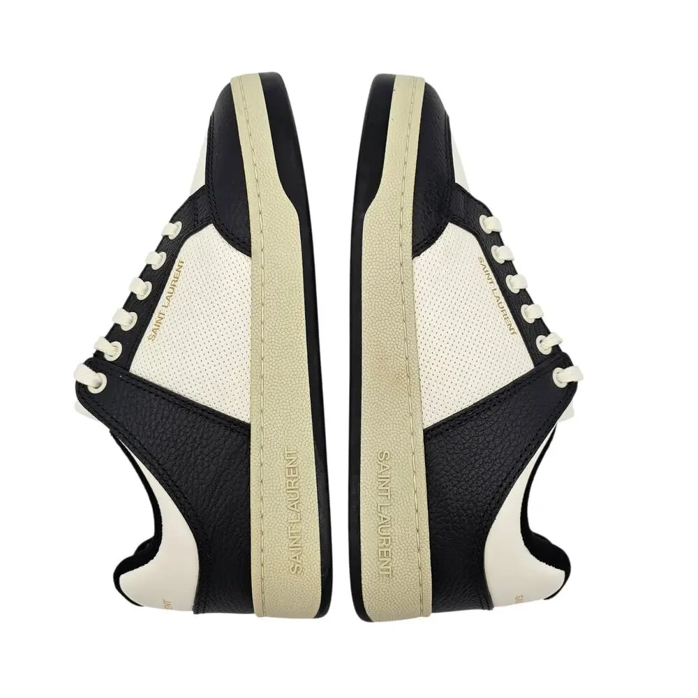 Saint Laurent SL61 Low Top Sneaker Black White Leather Size 39.5 US 9.5 - Picture 8 of 13